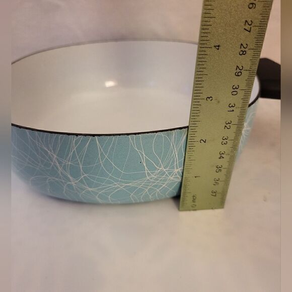 Vintage MCM 1950's "Serendipity" Turq/Black/Wht Spaghetti Drizzle 8" Dutch Oven - Picture 6 of 6